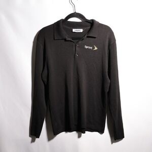 Vintage Cintas Sprint Logo‎ Knit Polo Shirt Mens Medium Long Sleeve